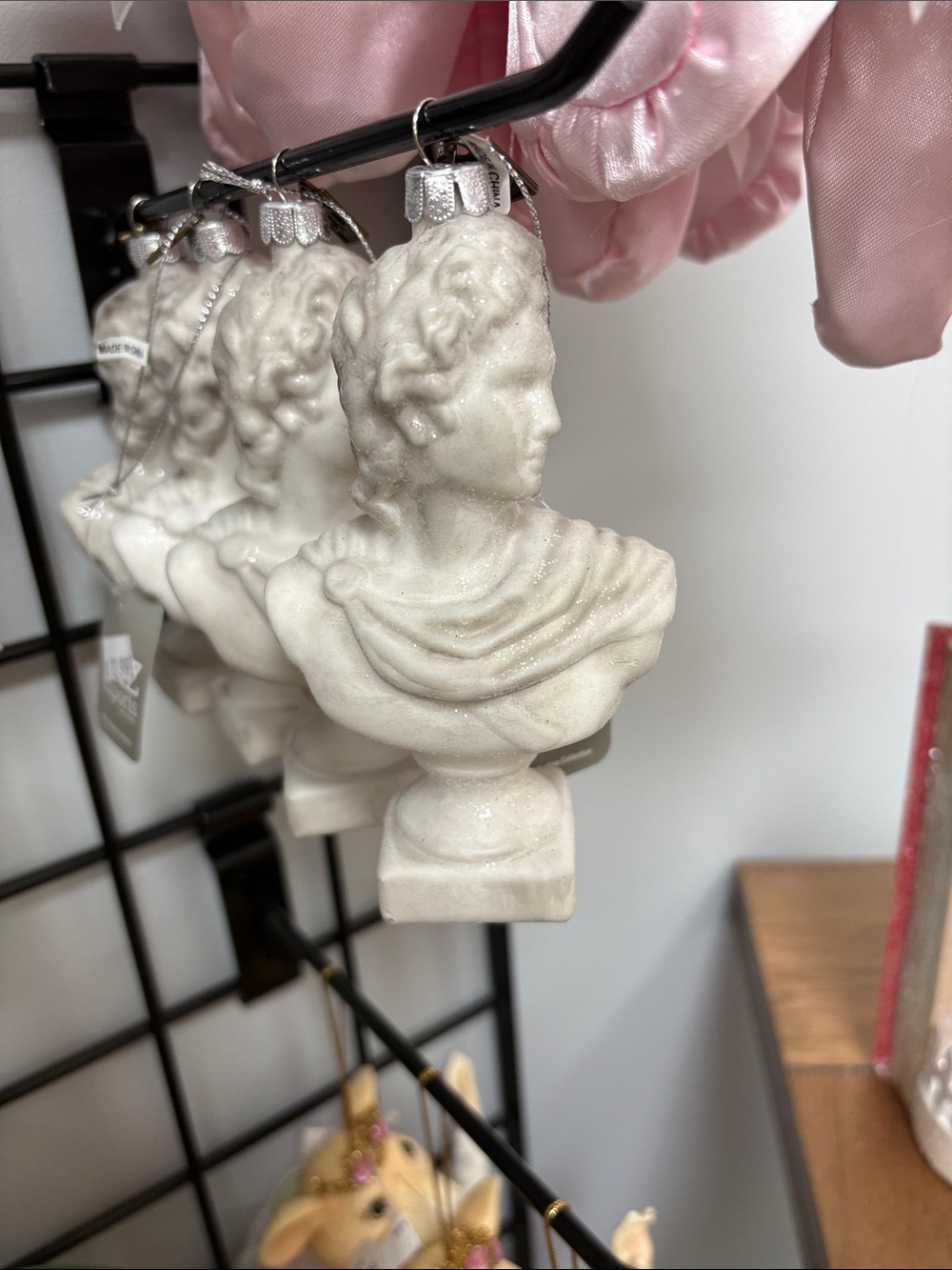 Apollo Bust Ornament - Shimmery White Décor Charm